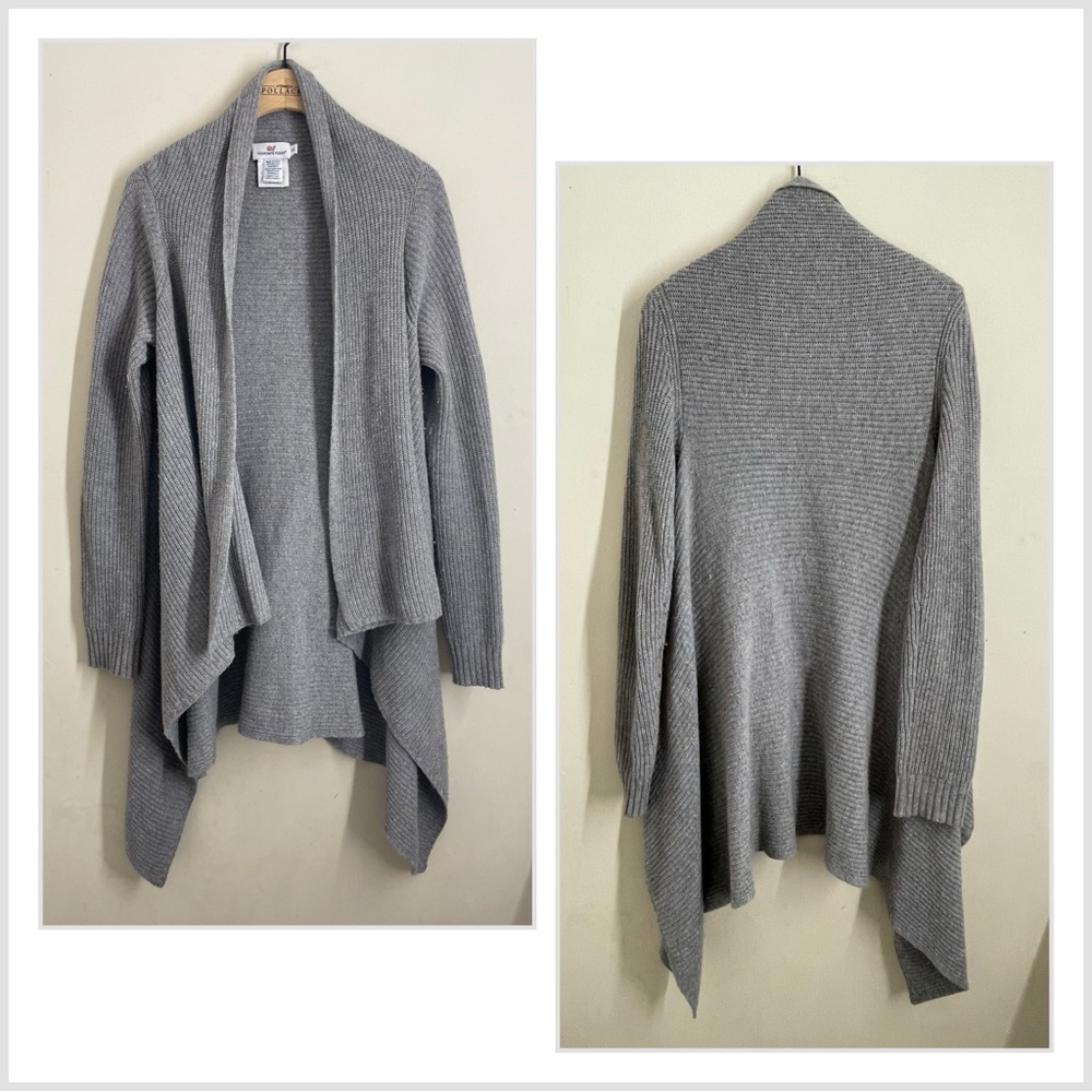 Vineyard Vines Wool, Angora, Cashmere Blend Gray Open Front Cardigan Sweater XS